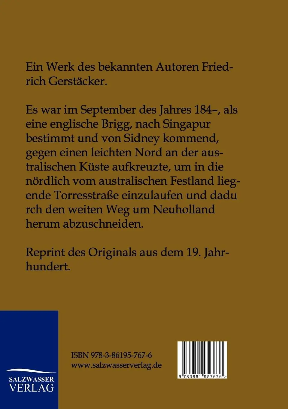 Rückseite: 9783861957676 | Das Wrack | Friedrich Gerstäcker | Taschenbuch | 52 S. | Deutsch