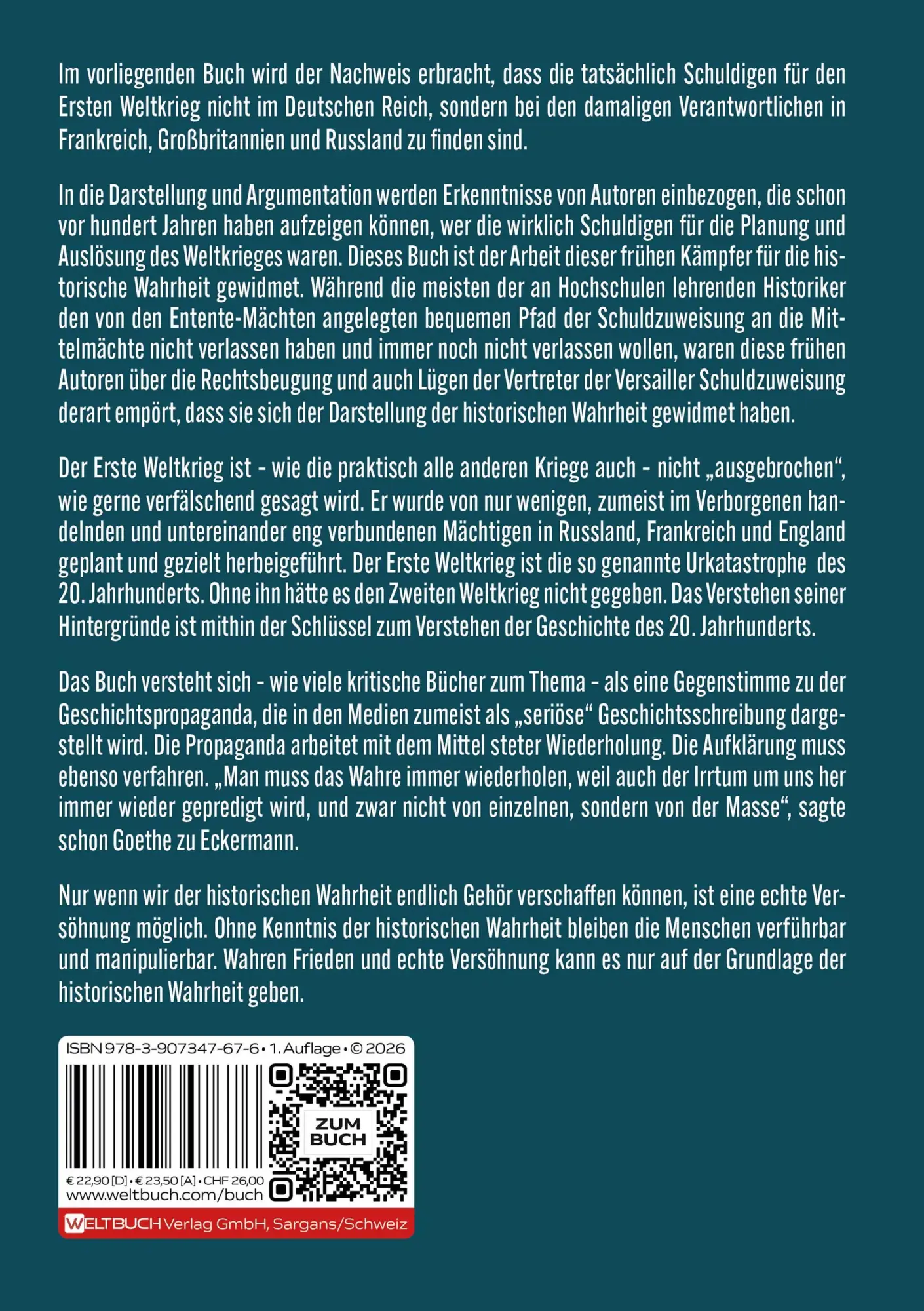 Autor: 9783907347676 | 1914: Deutschland nicht schuldig | Werner Leuthäusser | Taschenbuch