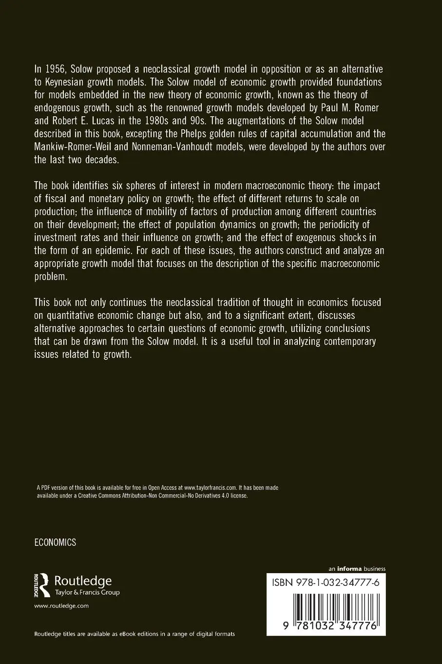 Rückseite: 9781032347776 | The Solow Model of Economic Growth | Pawe¿ Dykas (u. a.) | Taschenbuch