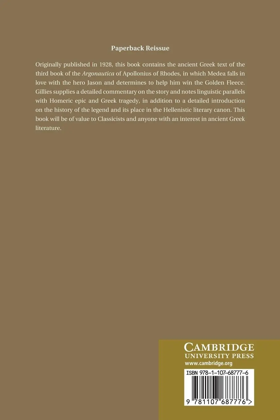 Rückseite: 9781107687776 | The Argonautica of Apollonius Rhodius | Book III | Marshall M. Gillies