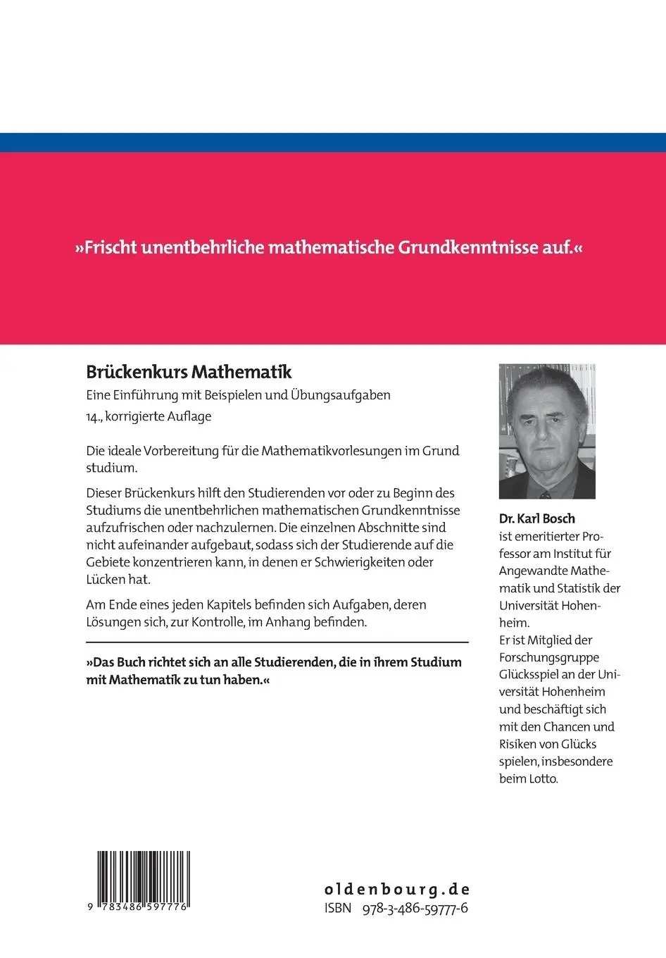 Rückseite: 9783486597776 | Brückenkurs Mathematik | Karl Bosch | Buch | X | Deutsch | 2010