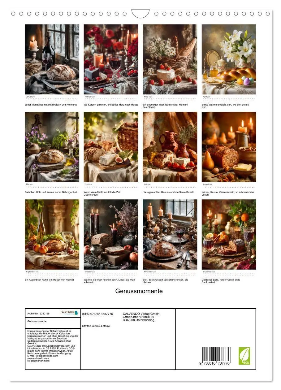 Bild: 9783516737776 | Genussmomente (Wandkalender 2026 DIN A3 hoch), CALVENDO Monatskalender