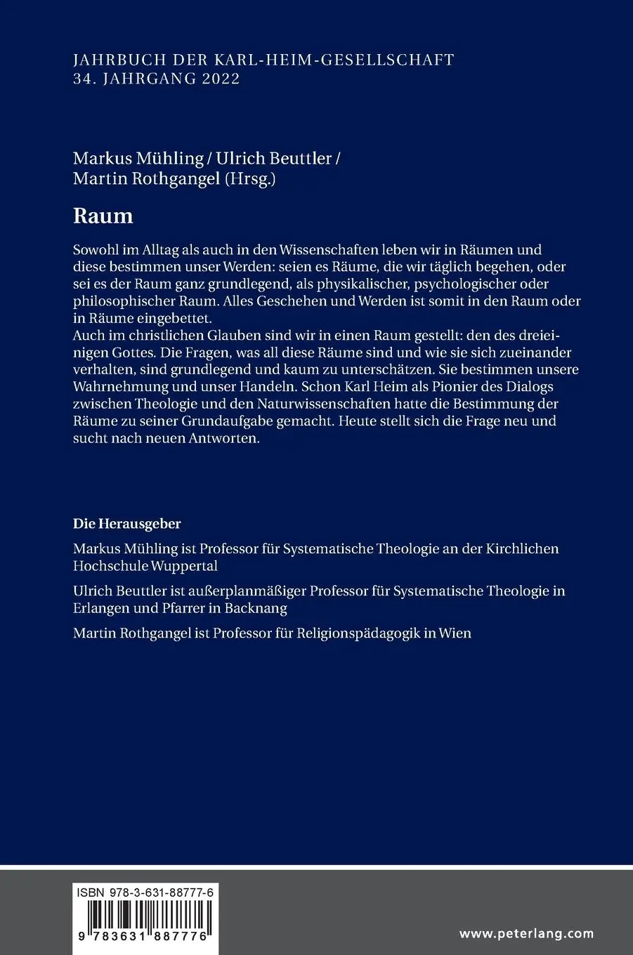 Rückseite: 9783631887776 | Raum | Interdisziplinäre Aspekte zum Verständnis von Raum und Räumen