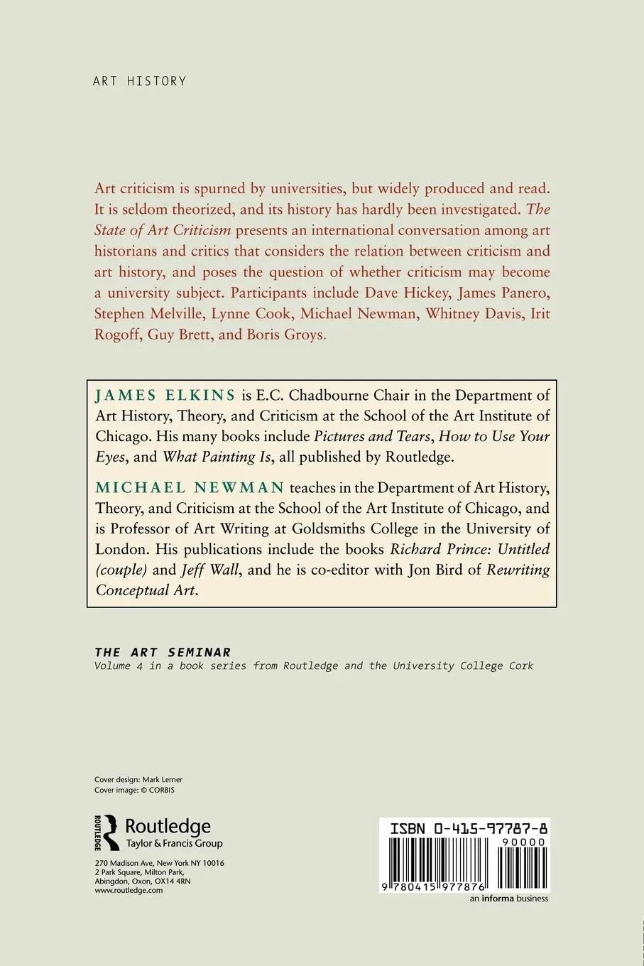 Rückseite: 9780415977876 | The State of Art Criticism | James Elkins (u. a.) | Taschenbuch | 2008