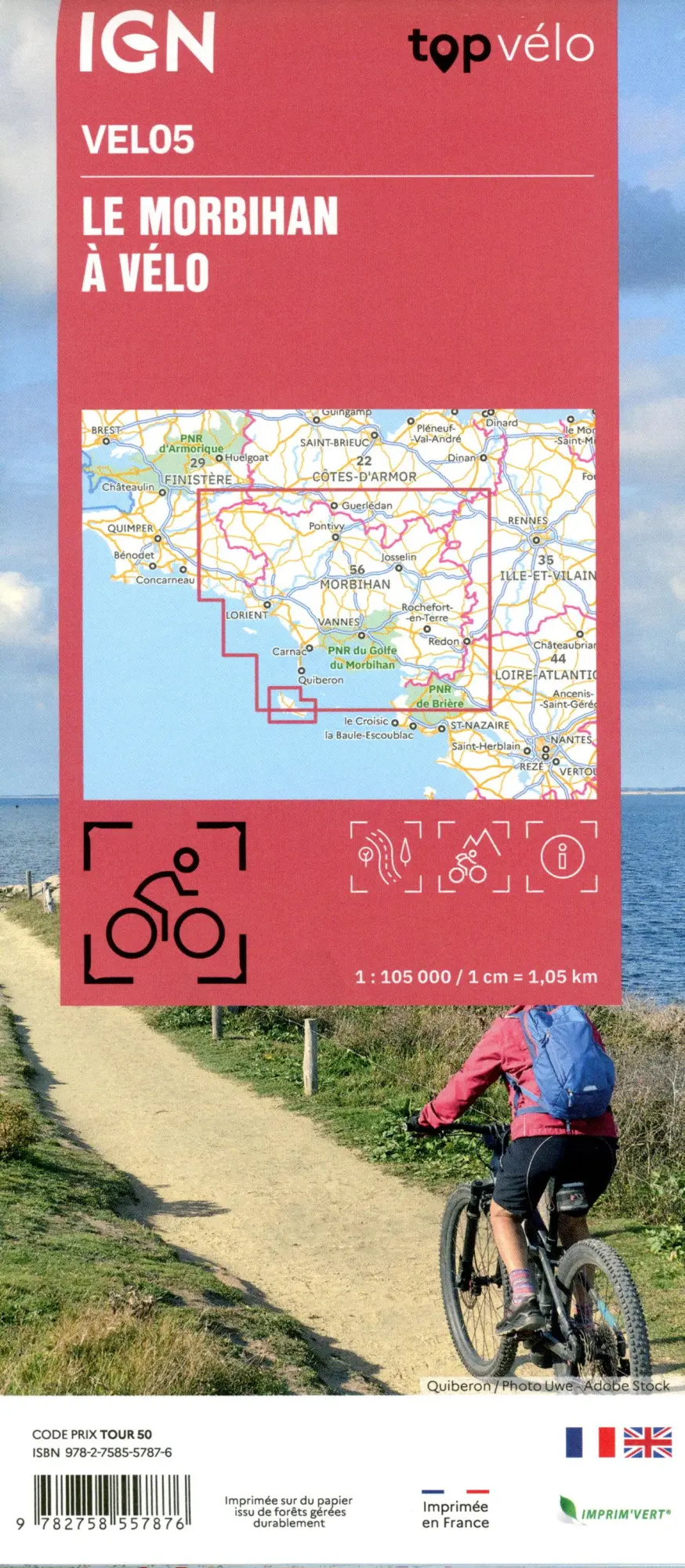 Bild: 9782758557876 | Le Morbihan à Vélo | 1:105000 | (Land-)Karte | IGN Vélo | Französisch