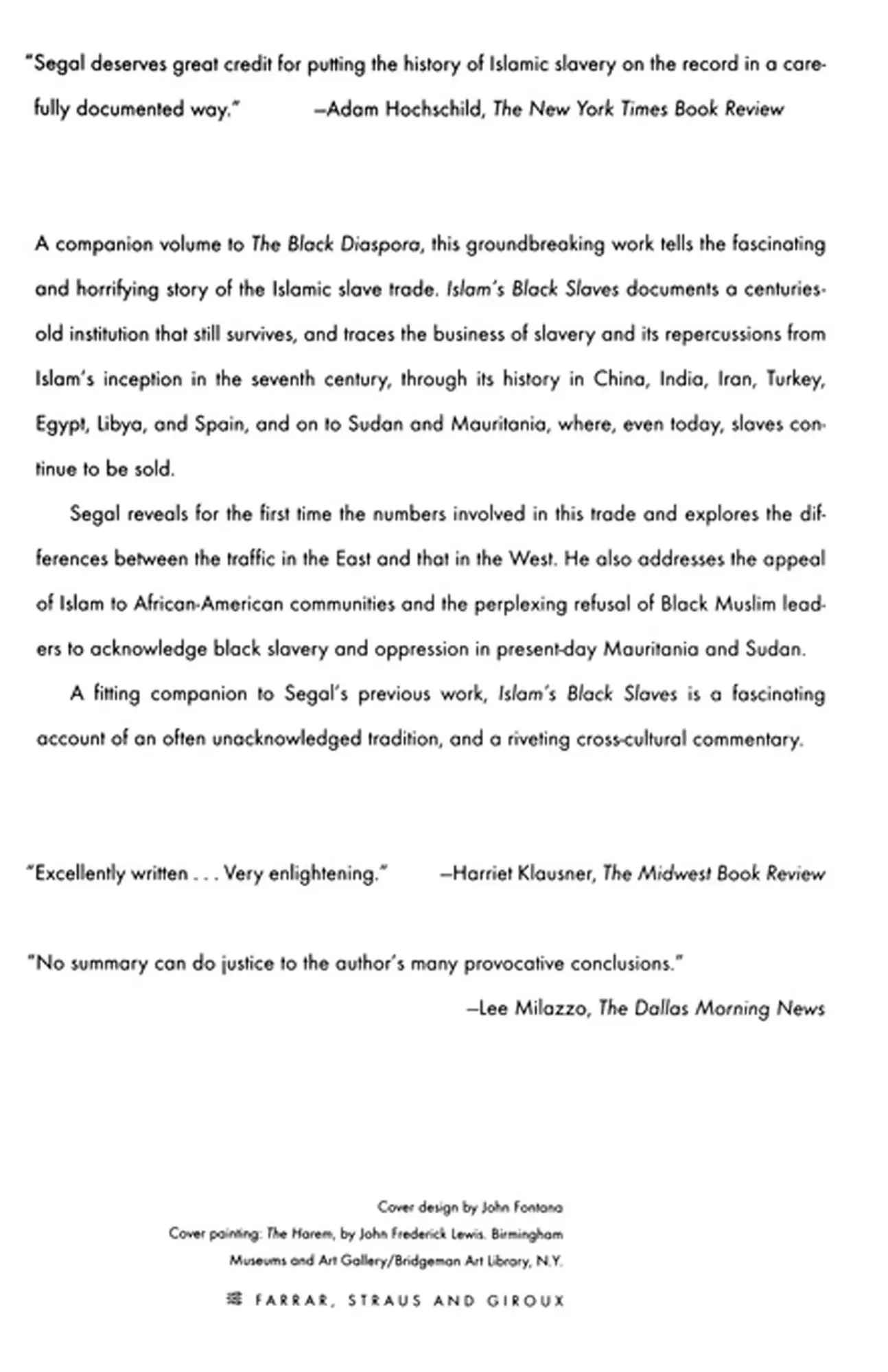 Rückseite: 9780374527976 | Islam's Black Slaves | The Other Black Diaspora | Ronald Segal | Buch
