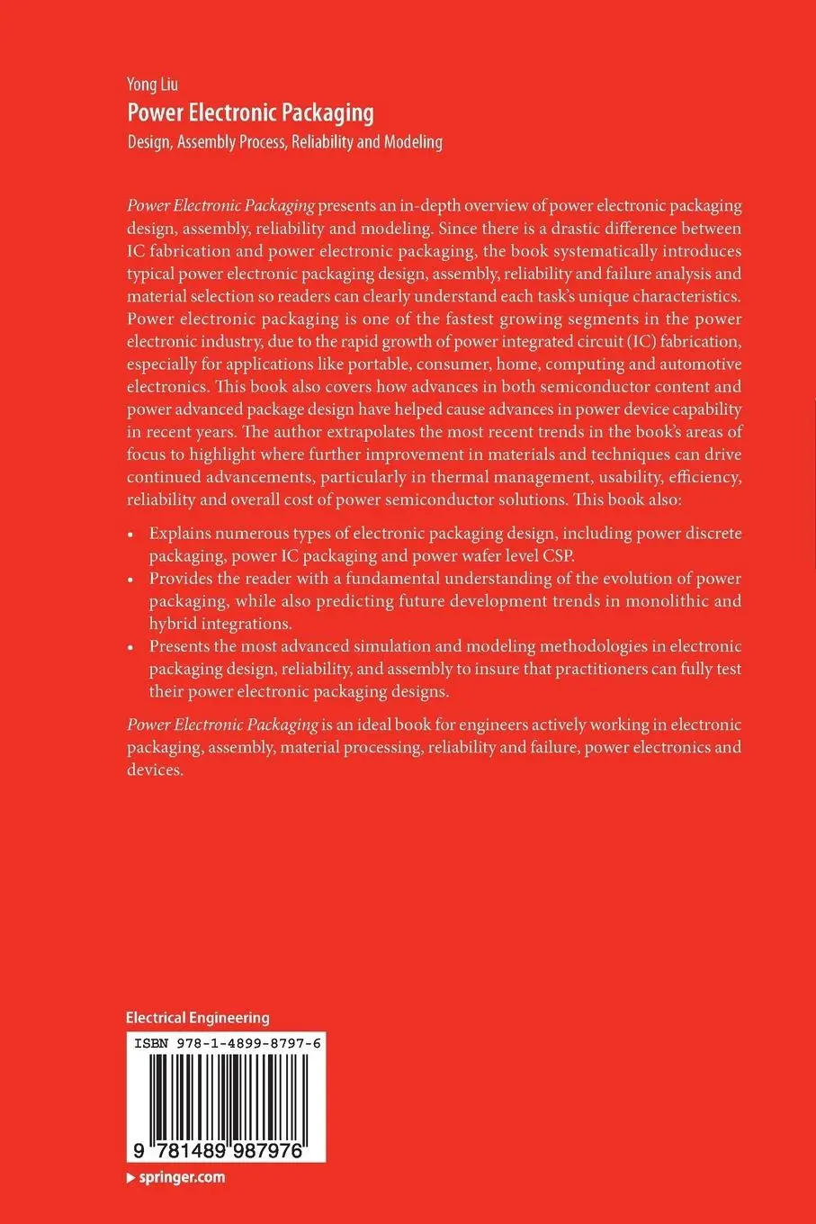 Rückseite: 9781489987976 | Power Electronic Packaging | Yong Liu | Taschenbuch | xviii | Englisch