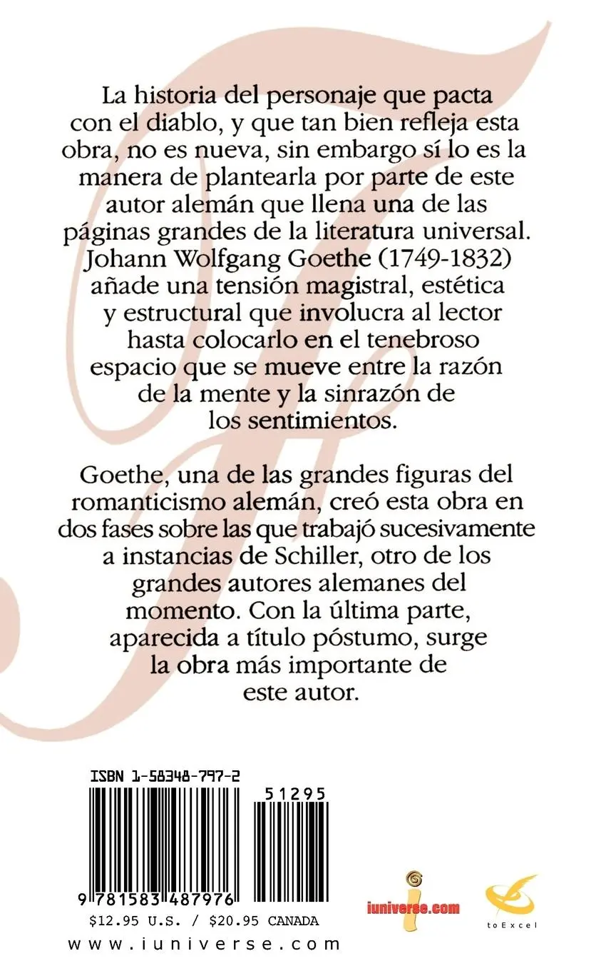 Rückseite: 9781583487976 | Fausto | Johann Wolfgang von Goethe | Taschenbuch | Spanisch | 1999