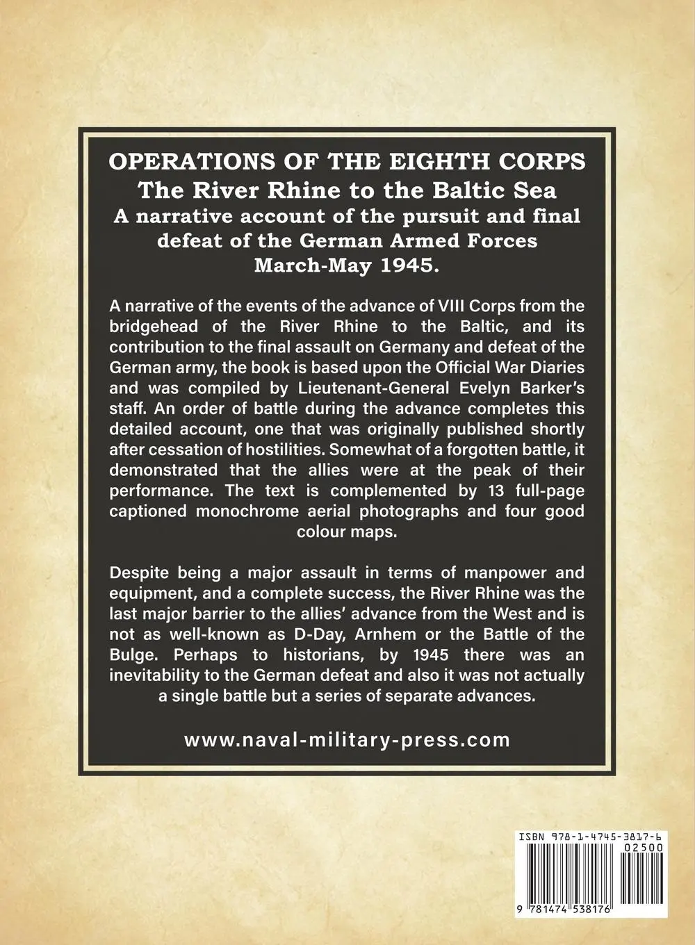 Rückseite: 9781474538176 | OPERATIONS OF THE EIGHTH CORPS The River Rhine to the Baltic Sea. A...