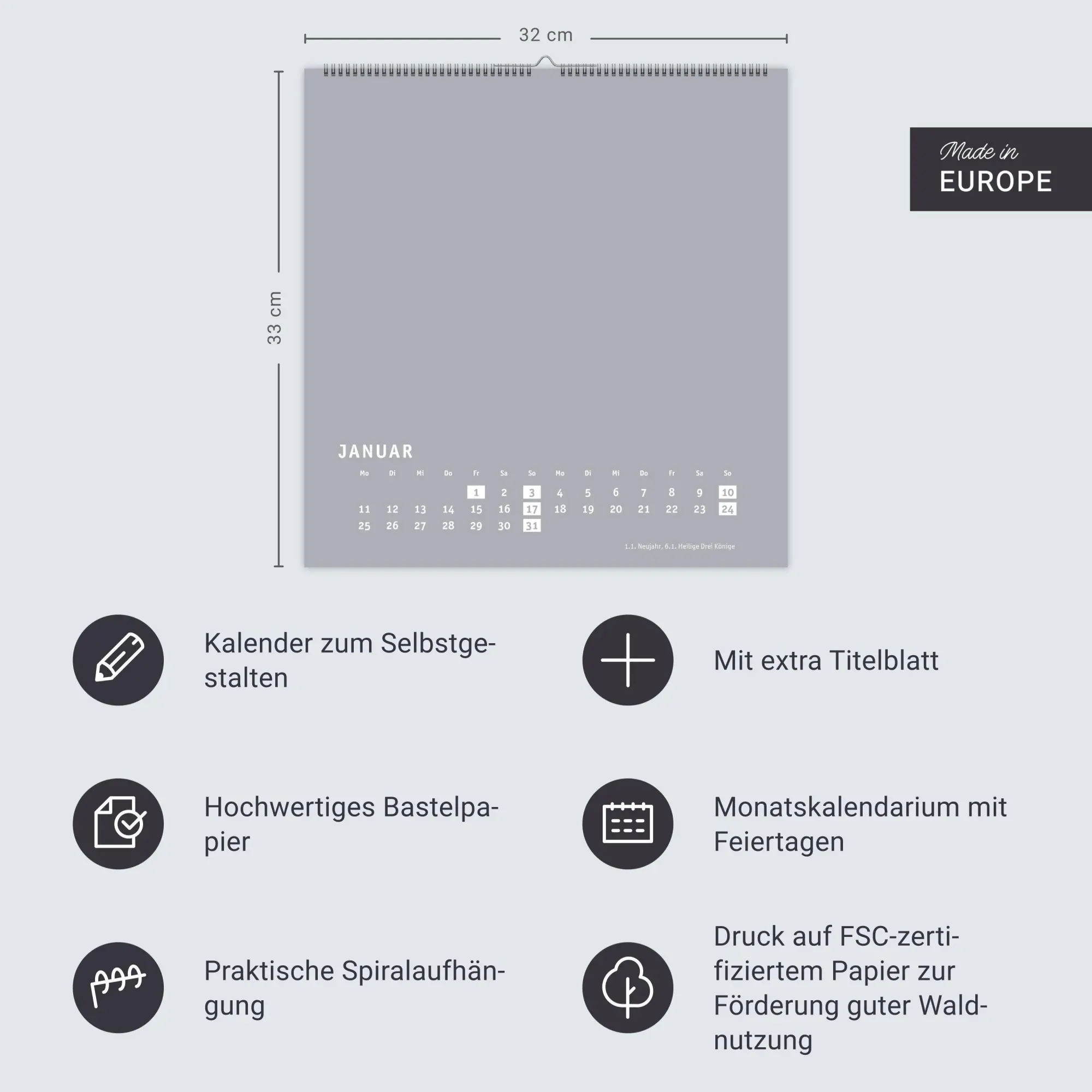 Bild: 9783756418176 | Premium-Bastelkalender silbergrau groß 2027 | Heye | Kalender | 14 S.