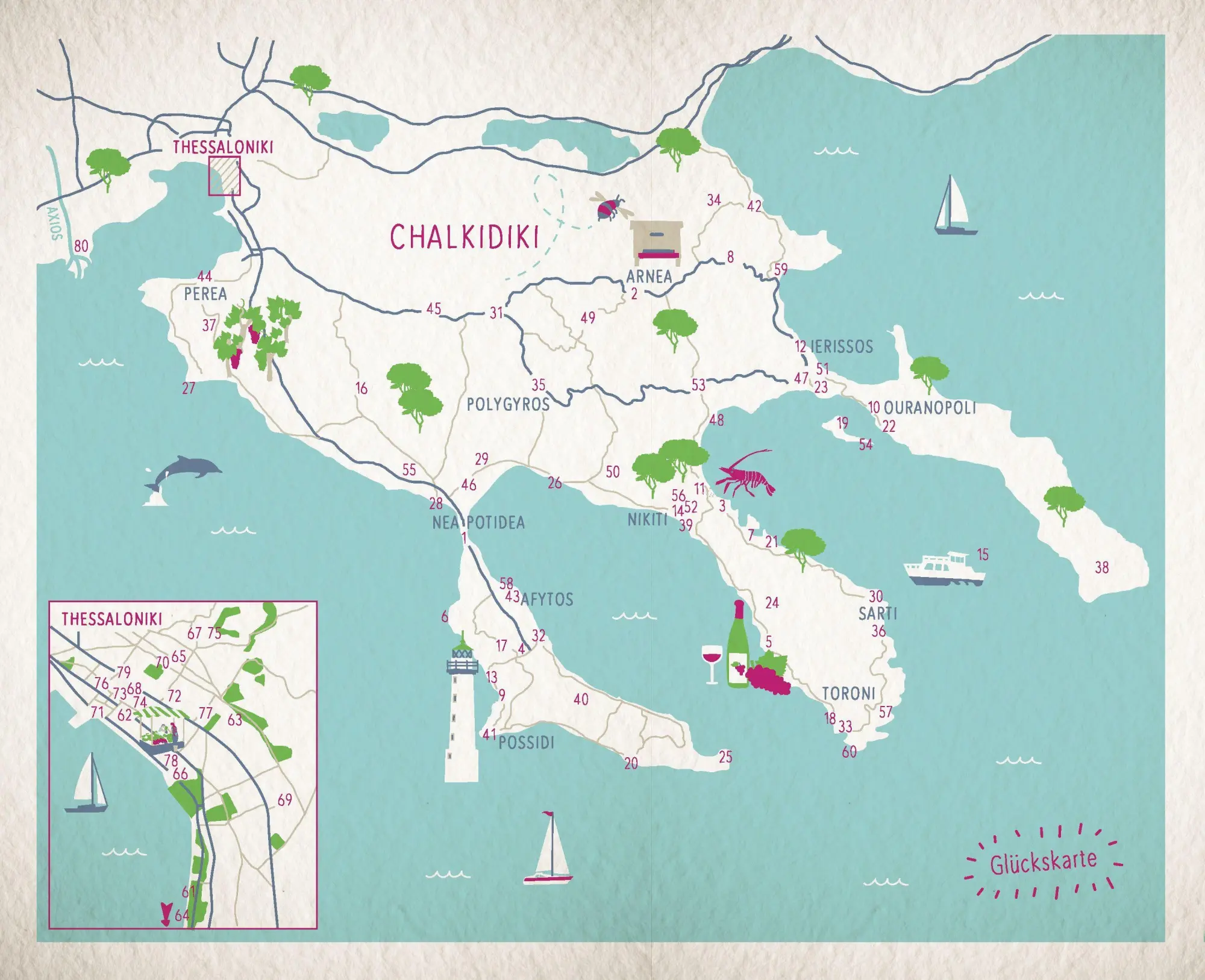 Bild: 9783770028276 | Glücksorte auf Chalkidiki. Mit Thessaloniki | Marianthi Milona | Buch