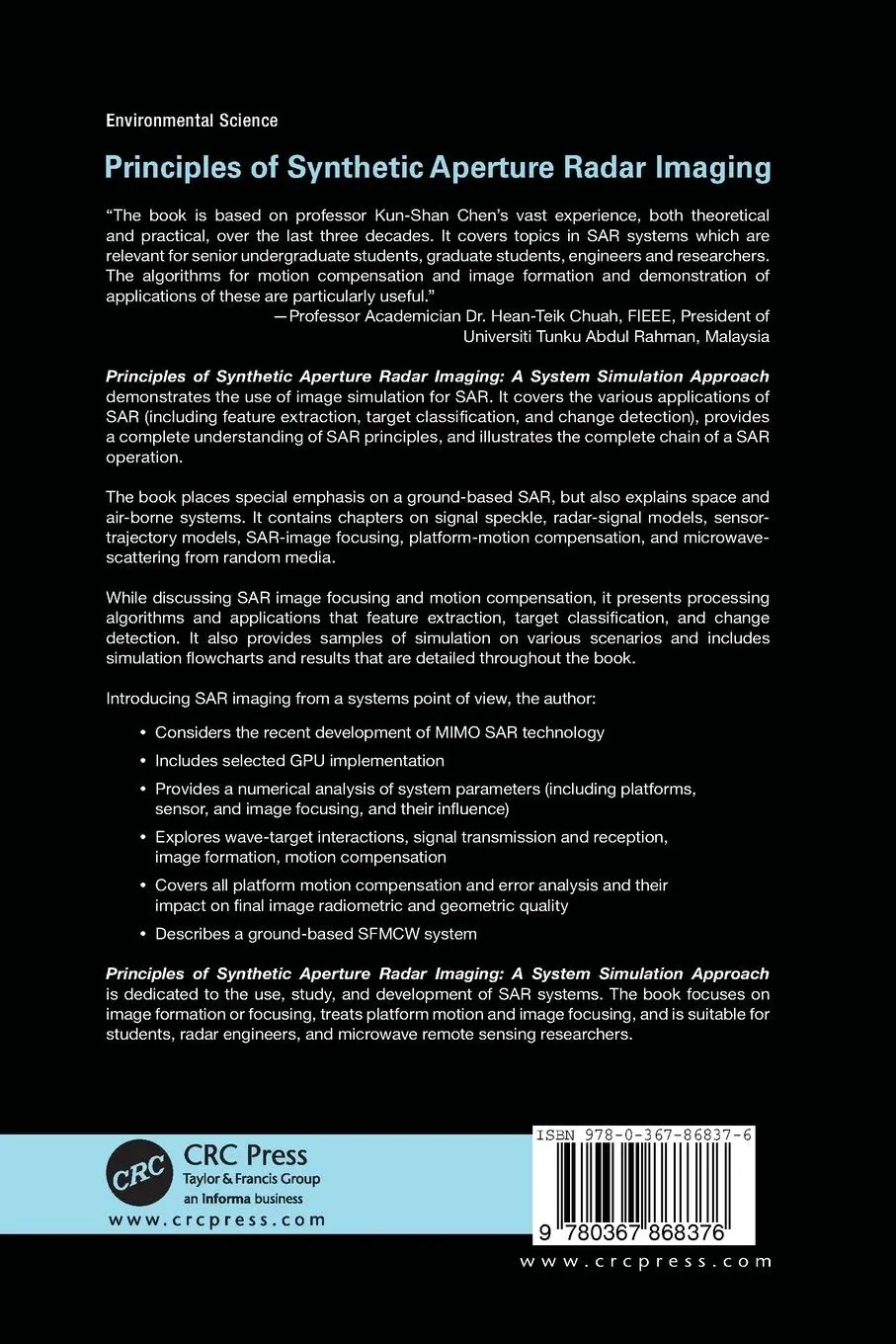 Rückseite: 9780367868376 | Principles of Synthetic Aperture Radar Imaging | Kun-Shan Chen | Buch