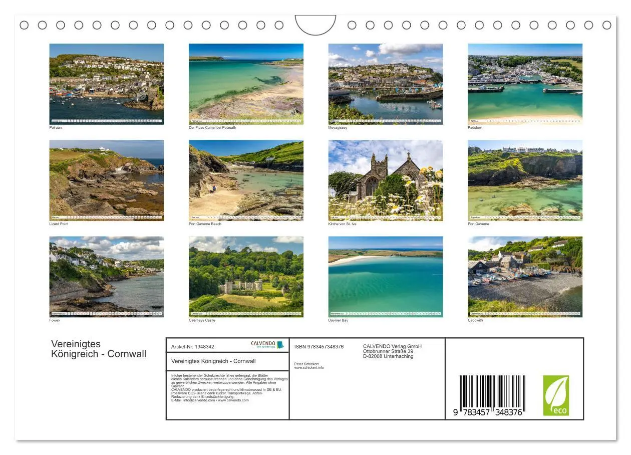 Bild: 9783457348376 | Vereinigtes Königreich - Cornwall (Wandkalender 2026 DIN A4 quer),...