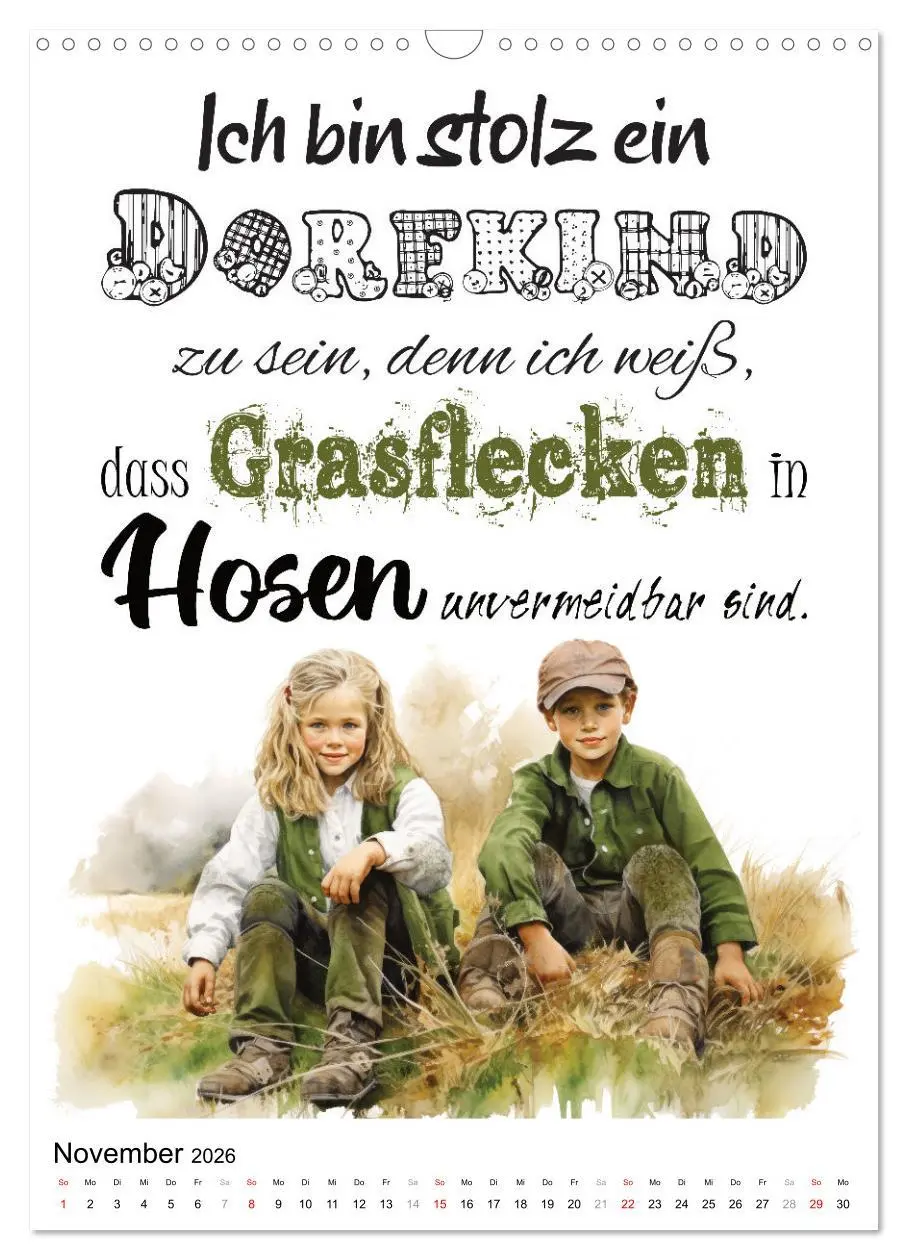 Bild: 9783516298376 | Dorfkinder und stolz darauf (Wandkalender 2026 DIN A3 hoch),...