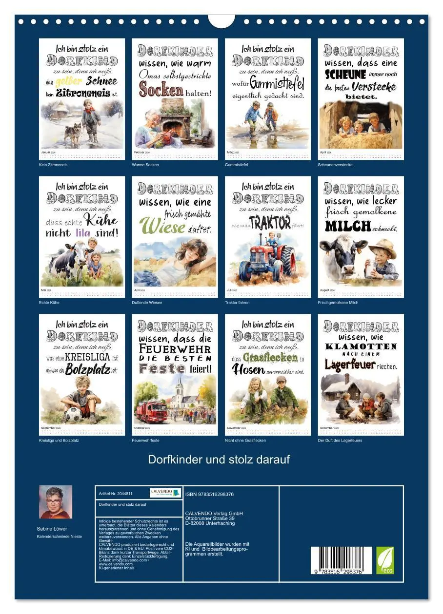 Bild: 9783516298376 | Dorfkinder und stolz darauf (Wandkalender 2026 DIN A3 hoch),...