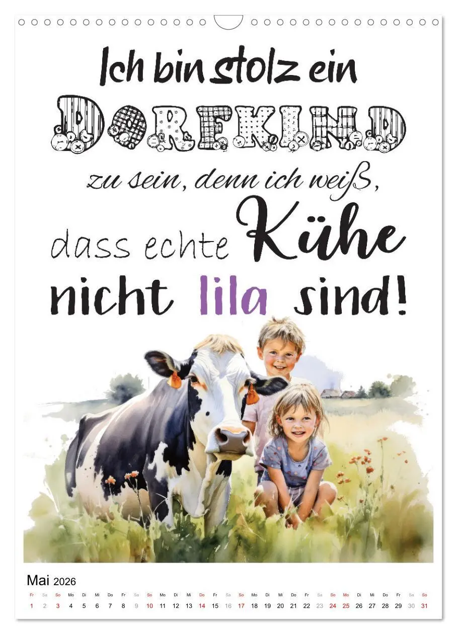 Bild: 9783516298376 | Dorfkinder und stolz darauf (Wandkalender 2026 DIN A3 hoch),...