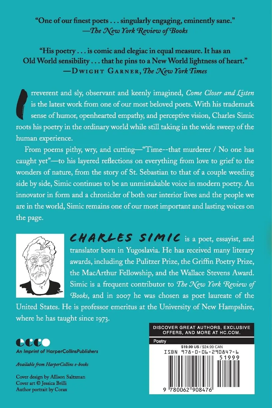 Rückseite: 9780062908476 | Come Closer and Listen | Charles Simic | Taschenbuch | Englisch | 2023