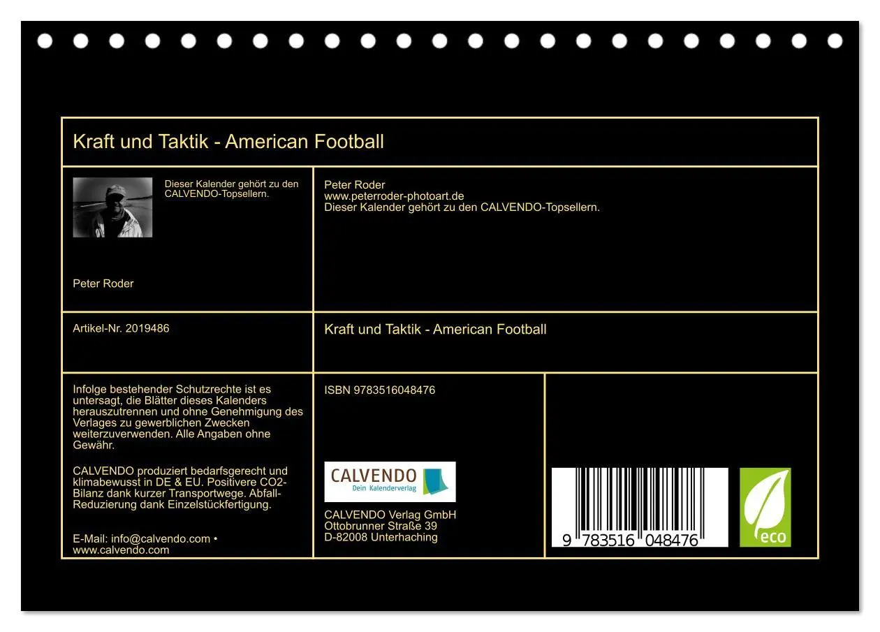 Bild: 9783516048476 | Kraft und Taktik - American Football (Tischkalender 2026 DIN A5...