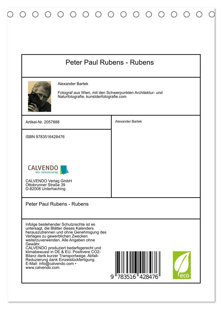 Bild: 9783516428476 | Peter Paul Rubens - Rubens (Tischkalender 2026 DIN A5 hoch),...