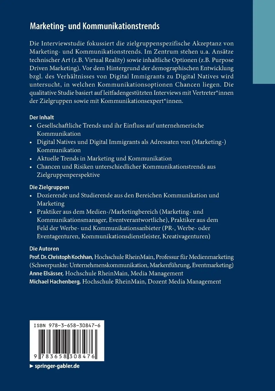Rückseite: 9783658308476 | Marketing- und Kommunikationstrends | Christoph Kochhan (u. a.) | Buch