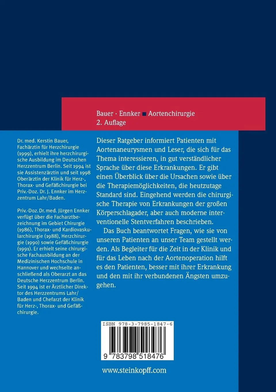 Rückseite: 9783798518476 | Aortenchirurgie | Ein Patientenratgeber | Jürgen Ennker (u. a.) | Buch