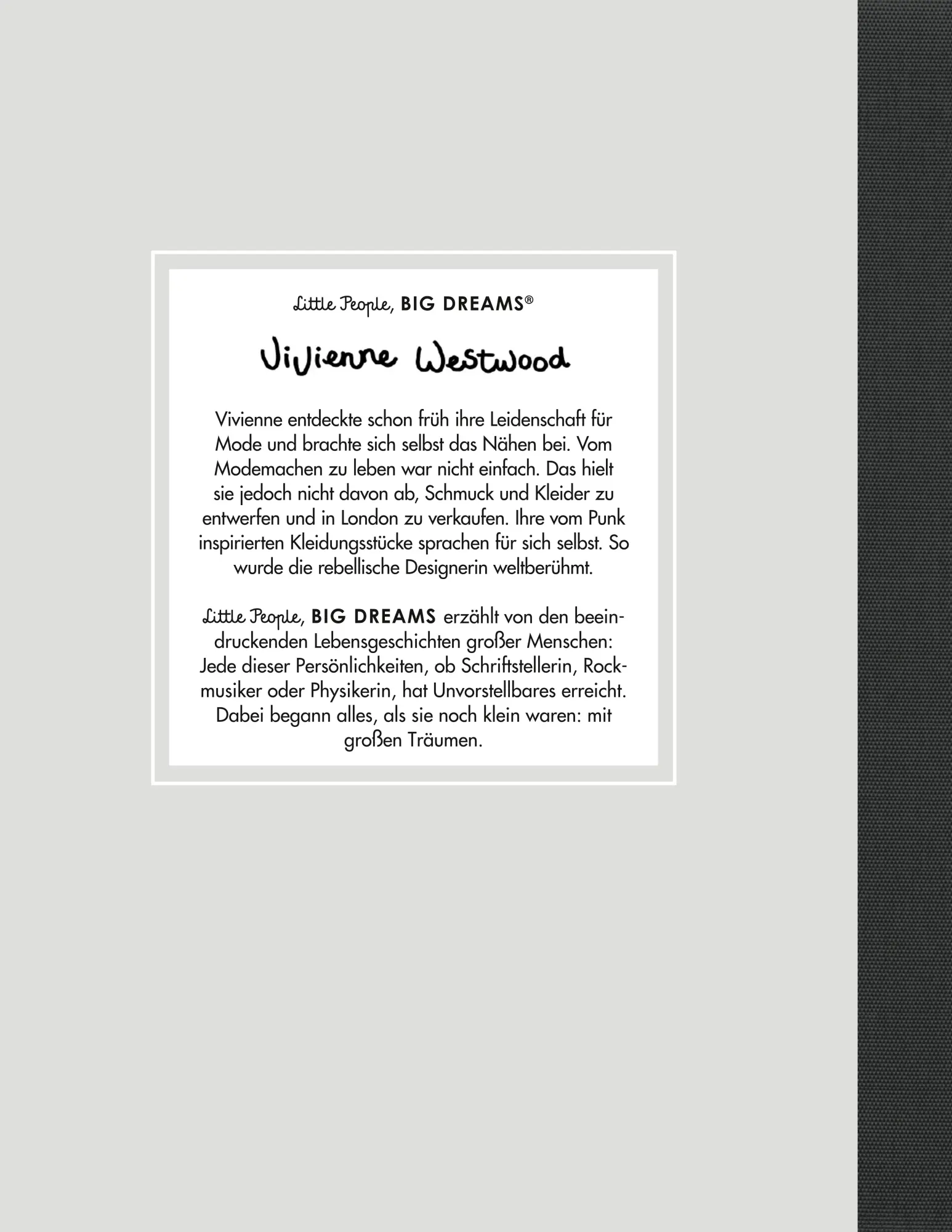 Rückseite: 9783458178576 | Vivienne Westwood | Little People, Big Dreams. Deutsche Ausgabe | Buch