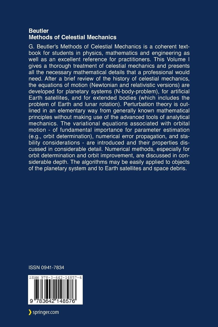 Rückseite: 9783642148576 | Methods of Celestial Mechanics | Gerhard Beutler | Taschenbuch | xvi