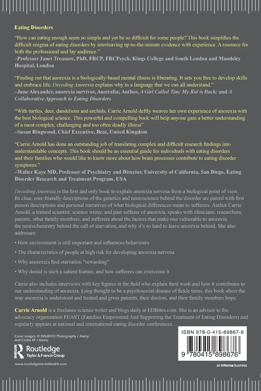 Rückseite: 9780415898676 | Decoding Anorexia | Carrie Arnold | Taschenbuch | Englisch | 2012