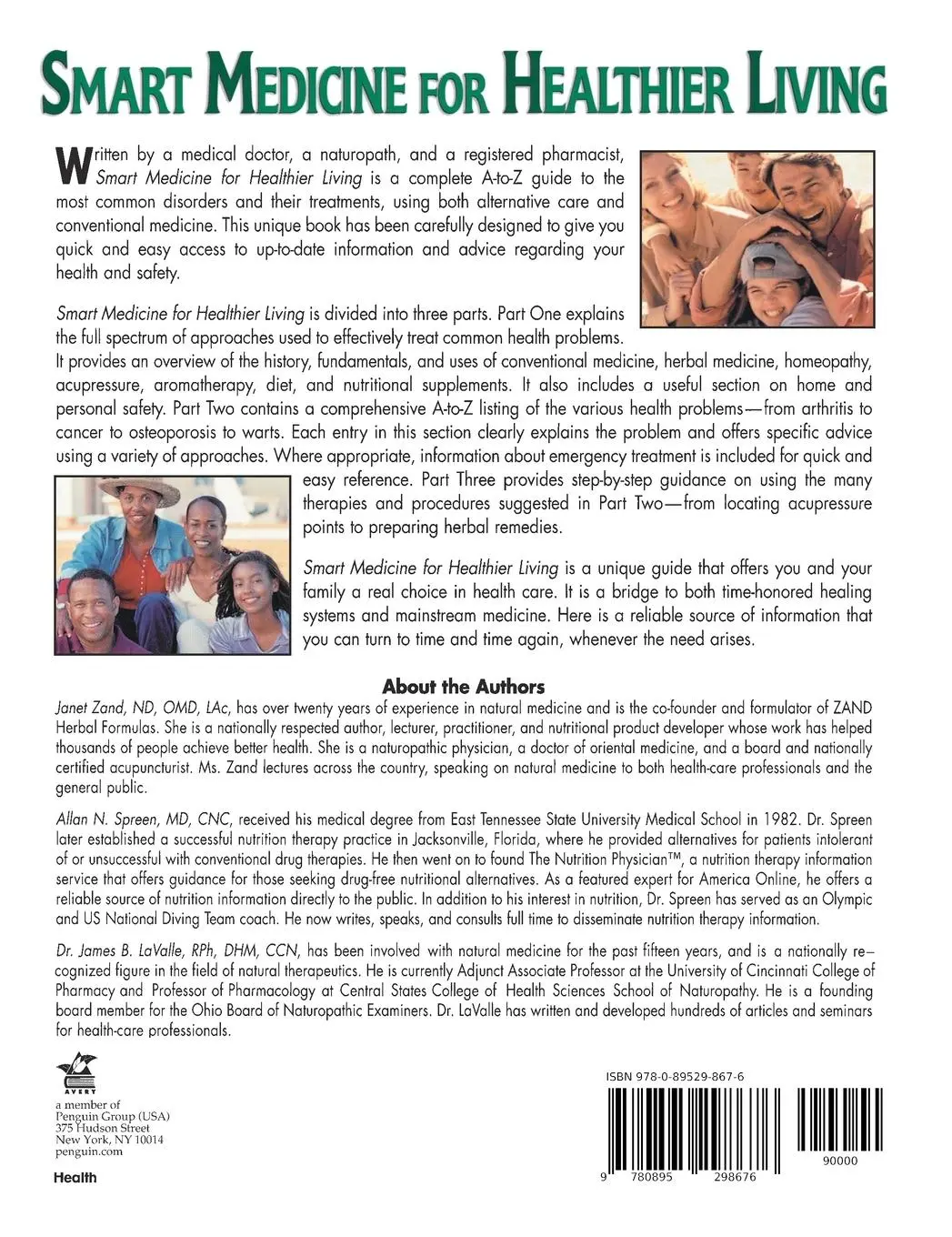 Rückseite: 9780895298676 | Smart Medicine for Healthier Living | Janet Zand (u. a.) | Taschenbuch