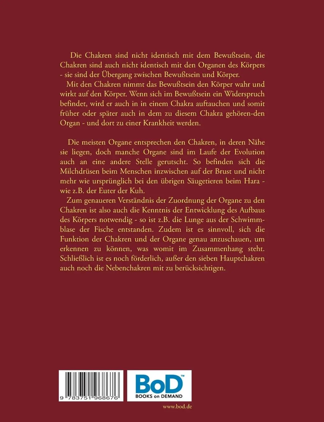 Rückseite: 9783751968676 | Chakren und Organe | Harry Eilenstein | Taschenbuch | 64 S. | Deutsch