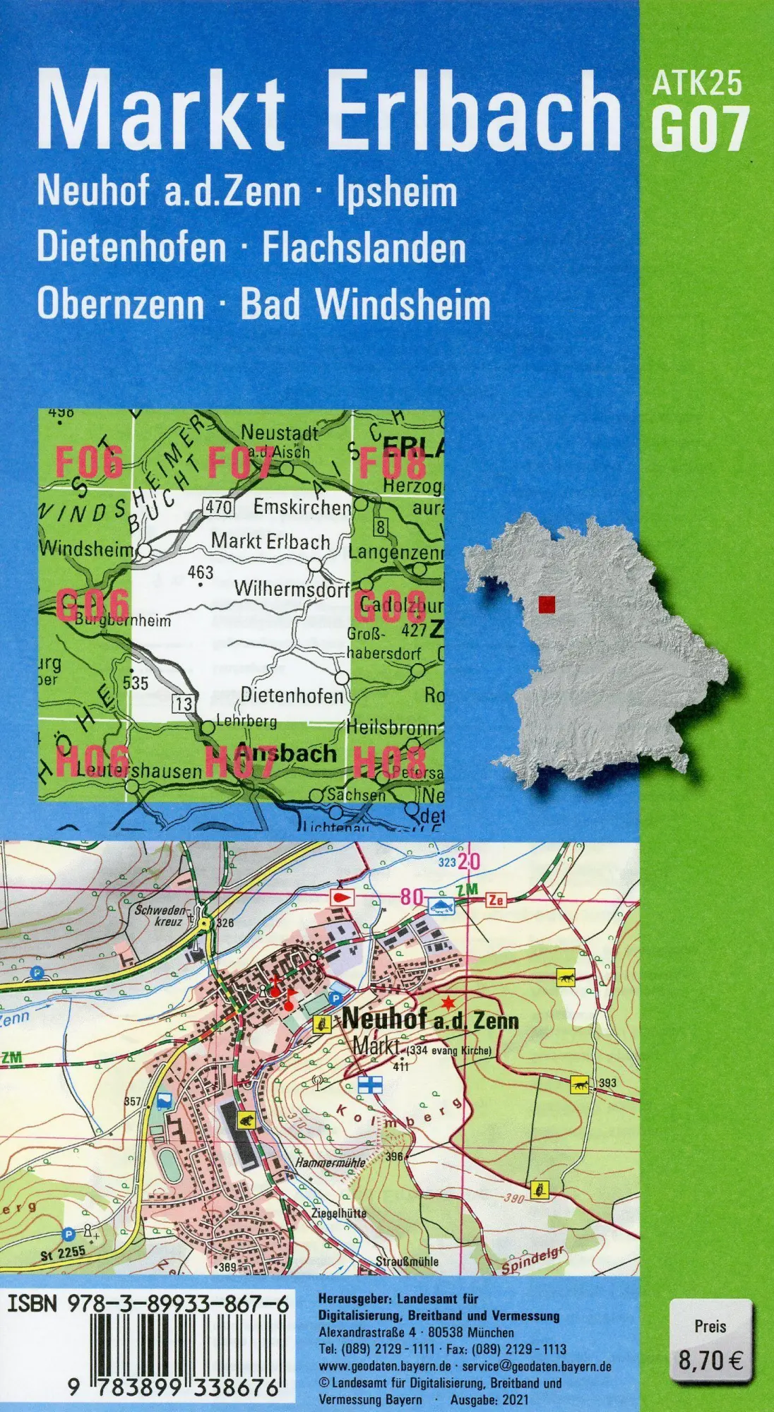 Bild: 9783899338676 | Markt Erlbach 1 : 25 000 | Digitalisierung | (Land-)Karte | Deutsch