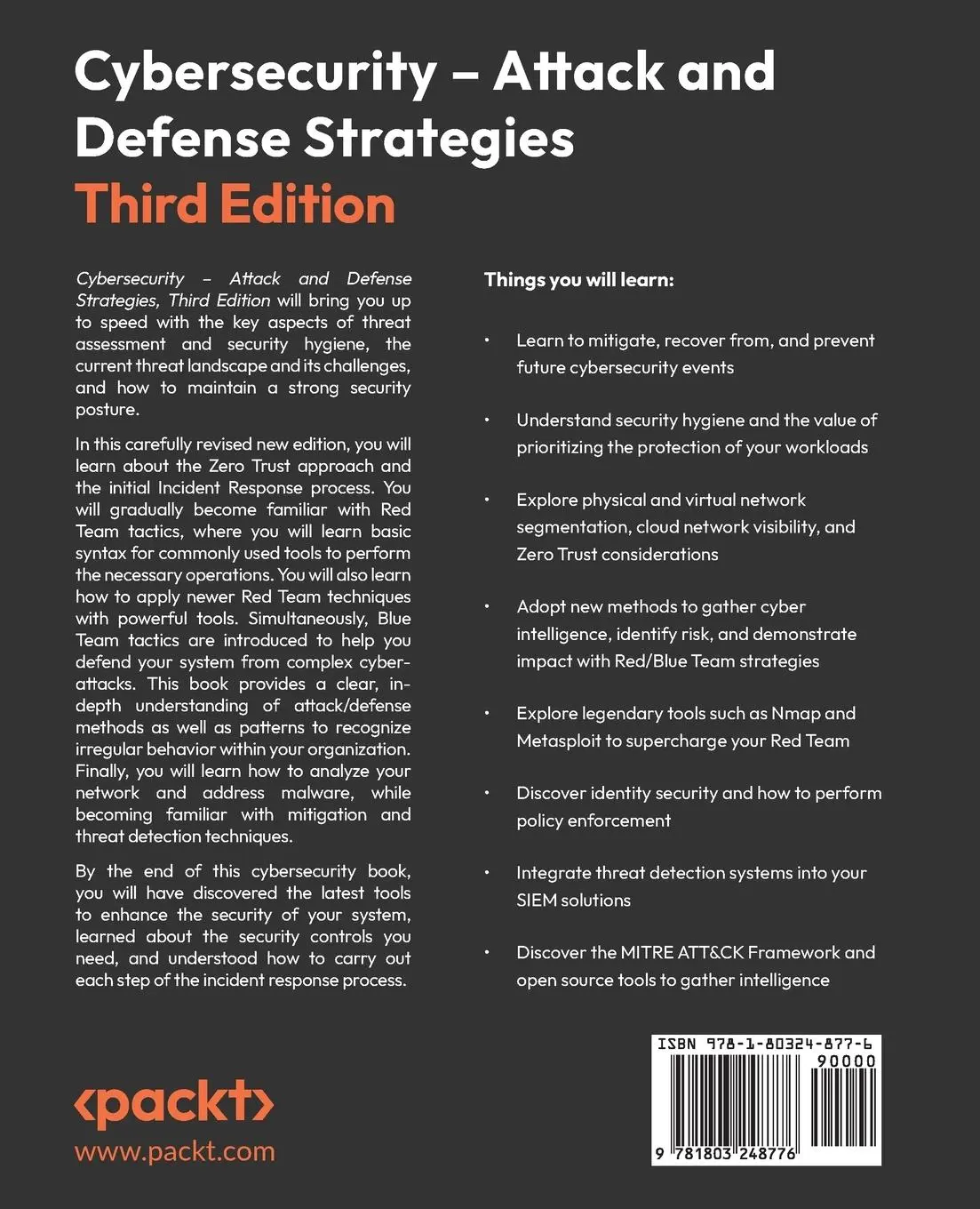 Rückseite: 9781803248776 | Cybersecurity - Attack and Defense Strategies - Third Edition | Buch
