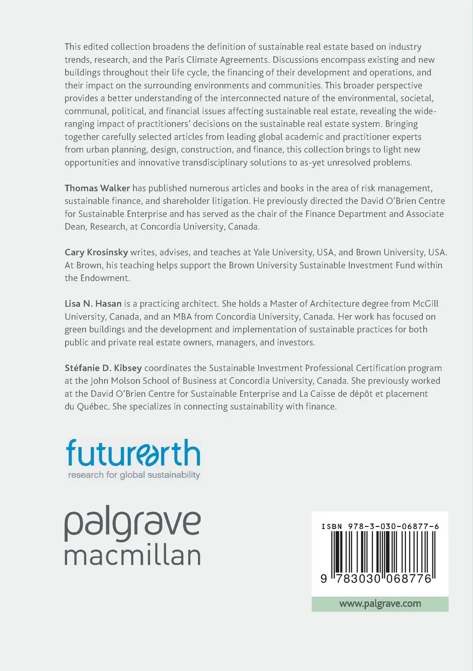 Rückseite: 9783030068776 | Sustainable Real Estate | Thomas Walker (u. a.) | Taschenbuch | xxiv