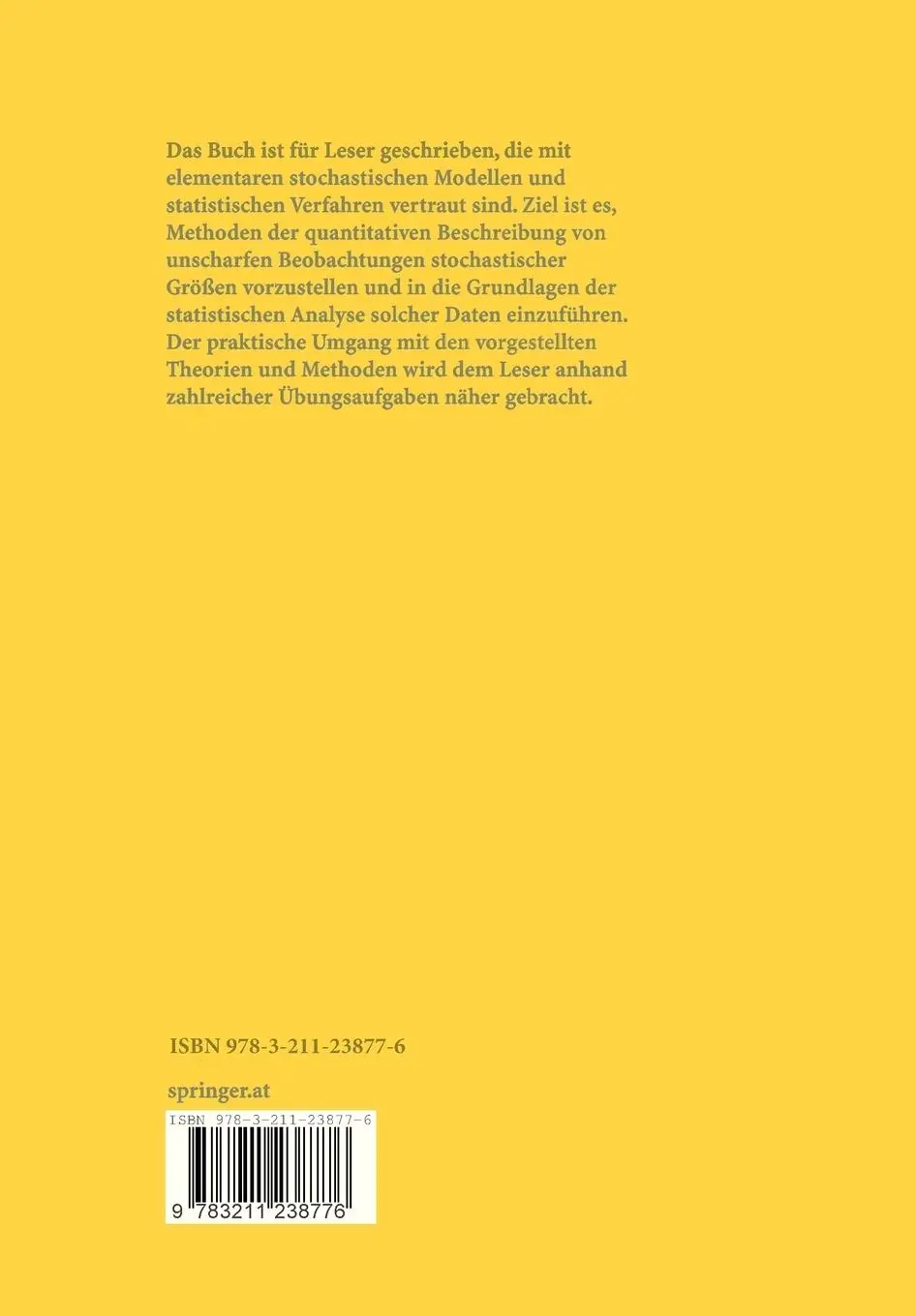 Rückseite: 9783211238776 | Beschreibung und Analyse unscharfer Information | Viertl (u. a.) | xvi