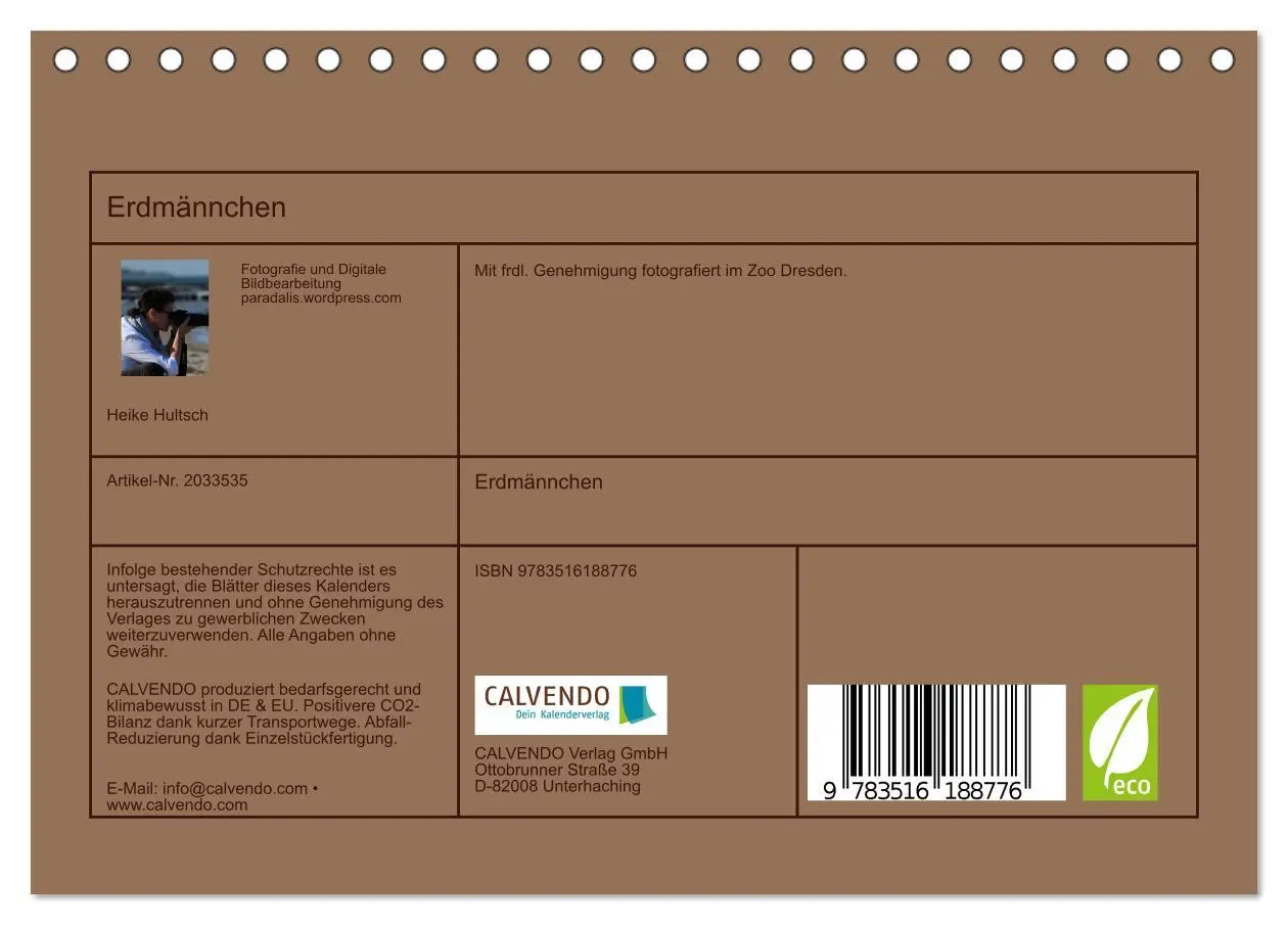 Bild: 9783516188776 | Erdmännchen (Tischkalender 2026 DIN A5 quer), CALVENDO Monatskalender
