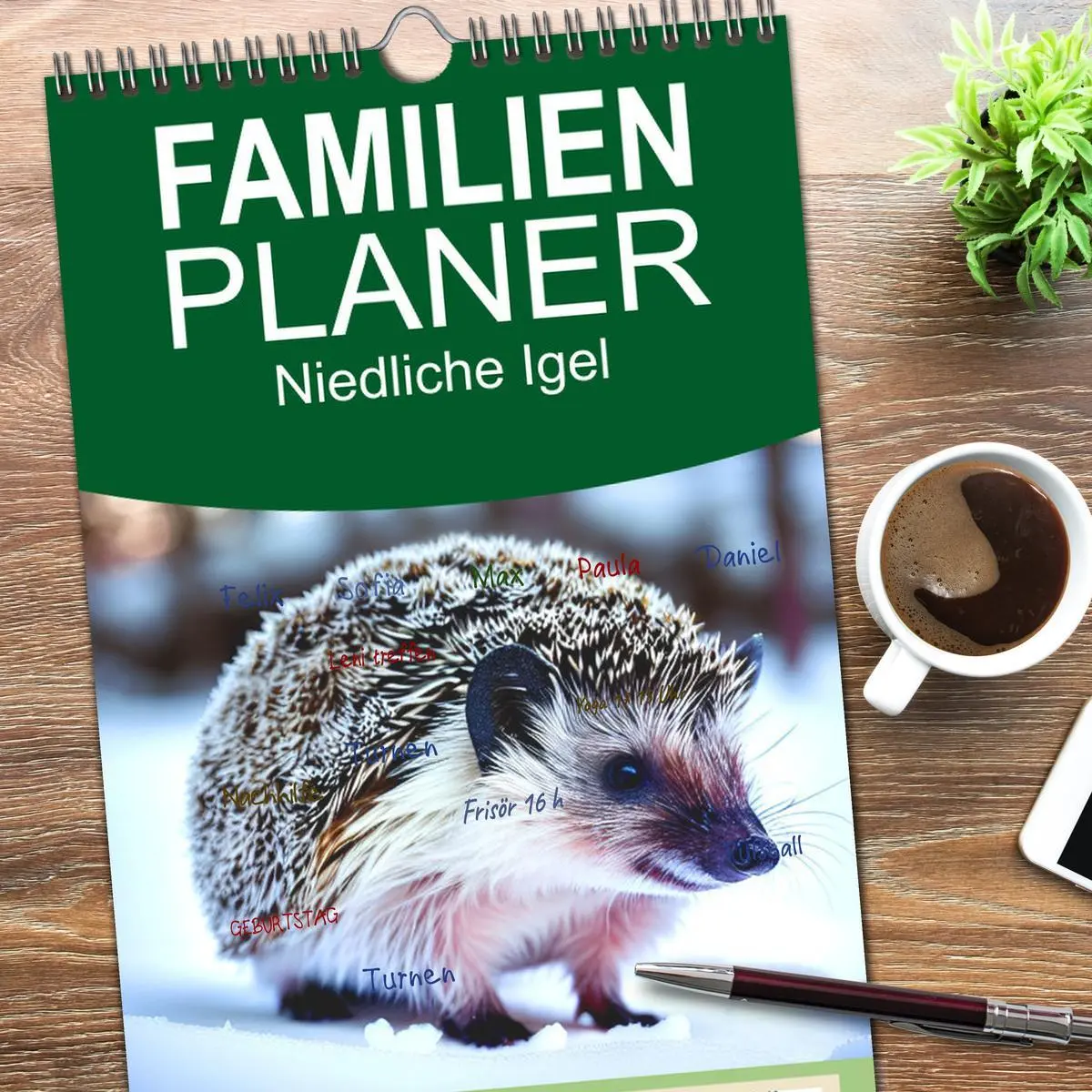 Bild: 9783516498776 | Familienplaner 2026 - Niedliche Igel mit 5 Spalten (Wandkalender,...