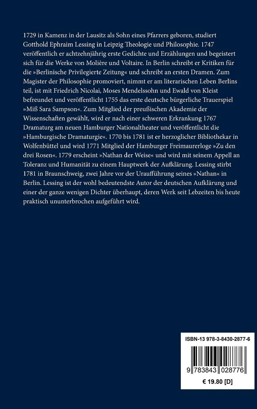 Rückseite: 9783843028776 | Gespräche für Freimaurer | Ernst und Falk | Gotthold Ephraim Lessing