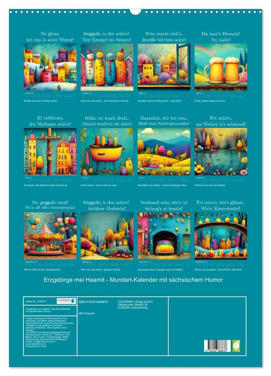 Bild: 9783516868876 | Erzgebirge mei Haamit - Mundart-Kalender mit sächsischem Humor...