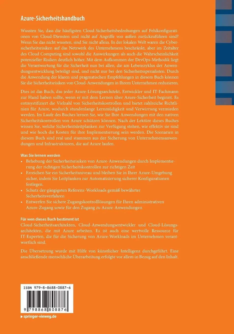 Rückseite: 9798868808876 | Azure-Sicherheitshandbuch | Karl Ots | Taschenbuch | xix | Deutsch
