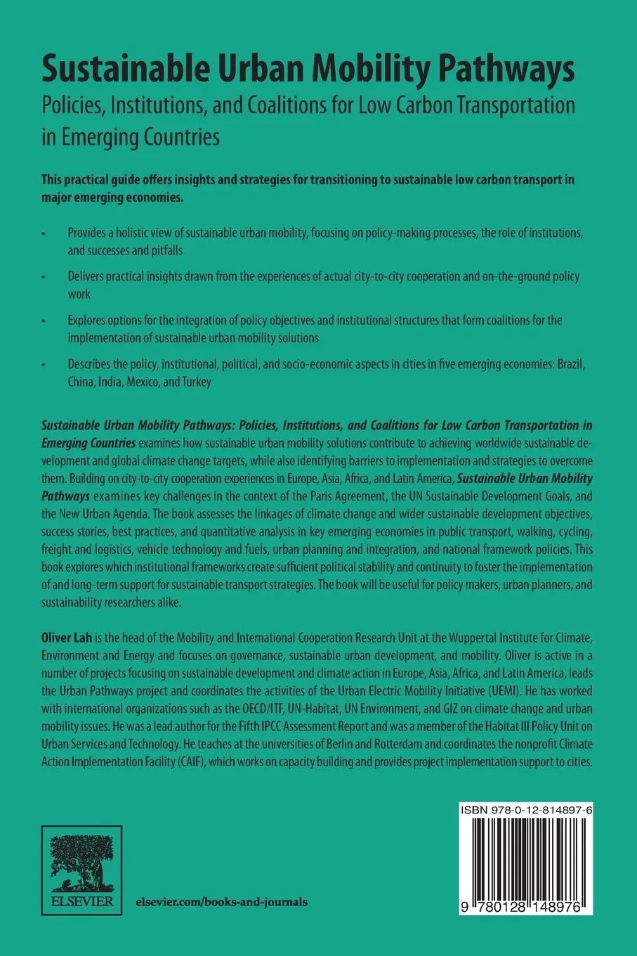 Rückseite: 9780128148976 | Sustainable Urban Mobility Pathways | Oliver Lah | Taschenbuch | 2018