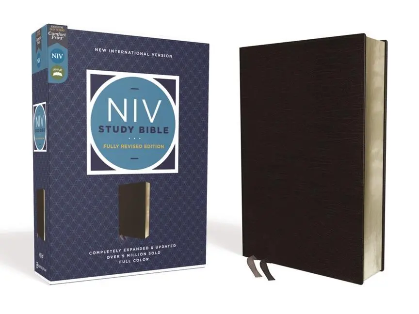 Cover: 9780310448976 | NIV Study Bible, Fully Revised Edition, Bonded Leather, Black, Red...