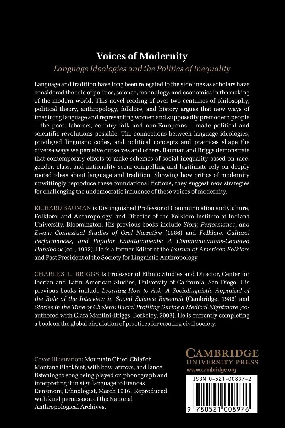 Rückseite: 9780521008976 | Voices of Modernity | Richard Bauman (u. a.) | Taschenbuch | Englisch