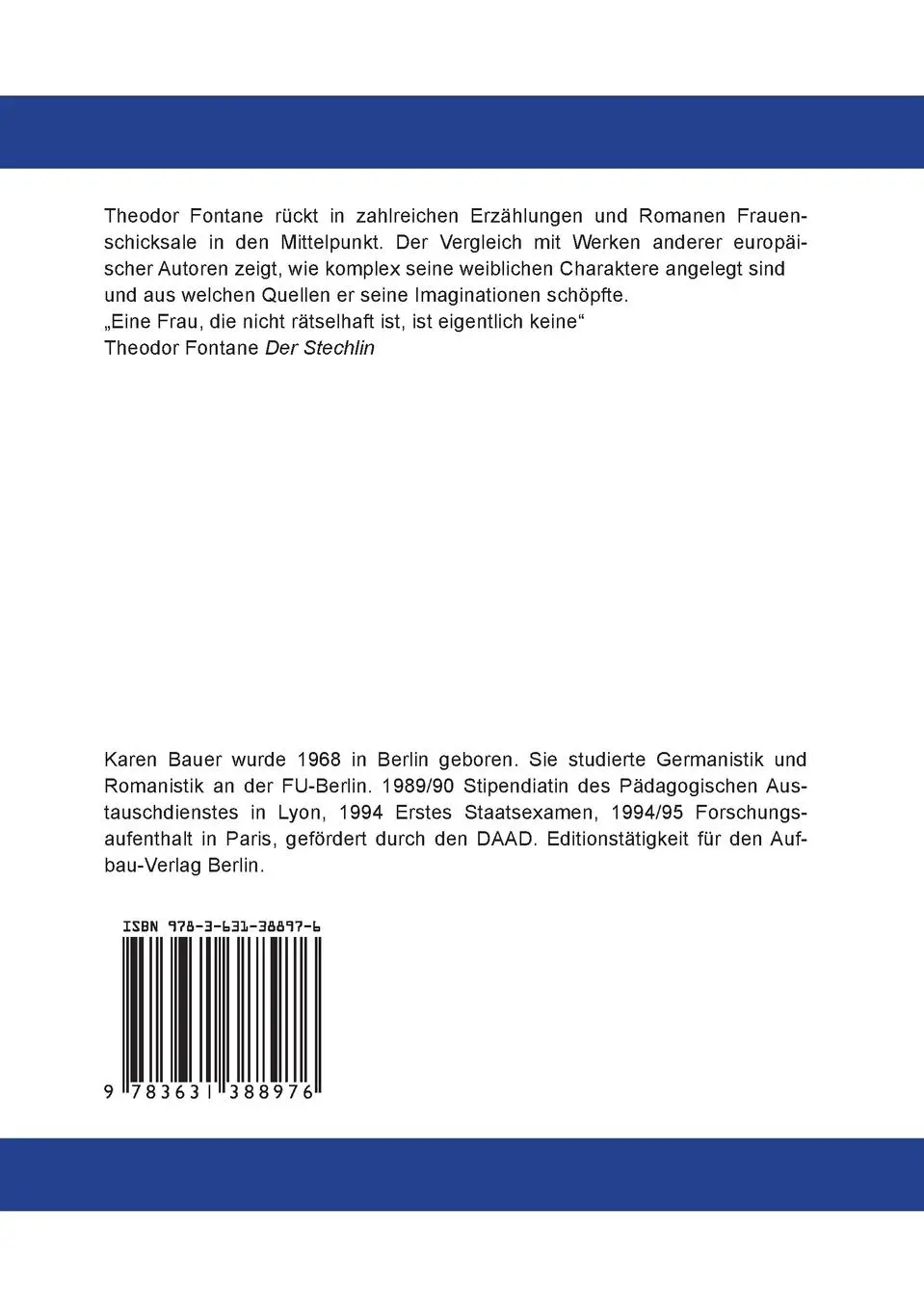 Rückseite: 9783631388976 | Fontanes Frauenfiguren | Karen Bauer | Taschenbuch | Deutsch | 2002