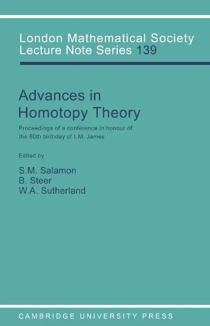 Cover: 9780521379076 | Advances in Homotopy Theory | S. Salamon (u. a.) | Taschenbuch | 1989