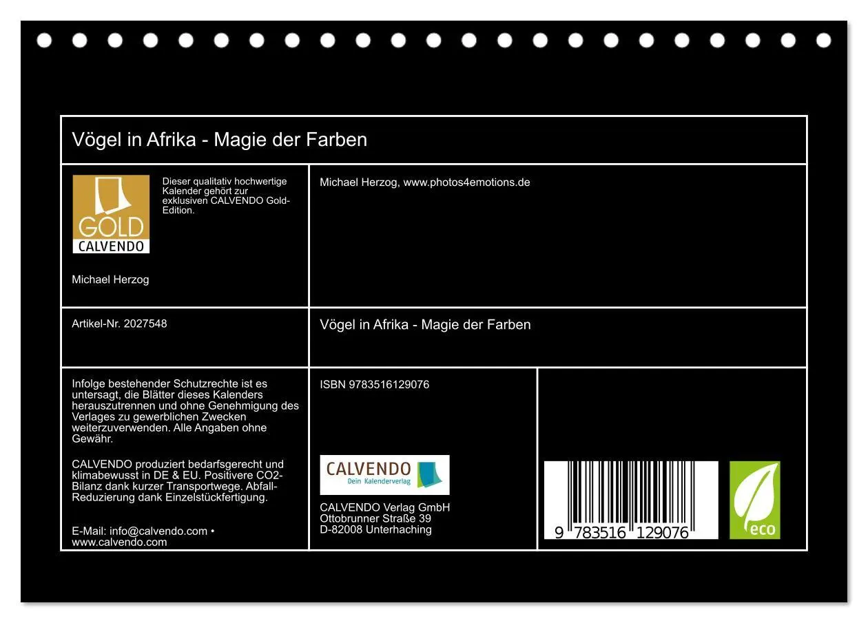Bild: 9783516129076 | Vögel in Afrika - Magie der Farben (Tischkalender 2026 DIN A5...