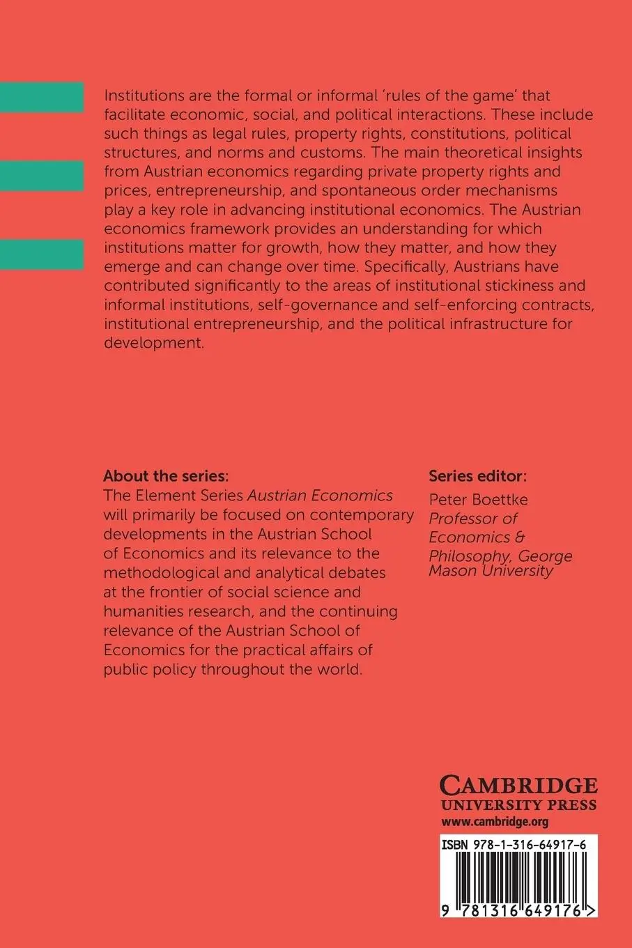 Rückseite: 9781316649176 | The Decline and Rise of Institutions | Liya Palagashvili (u. a.)