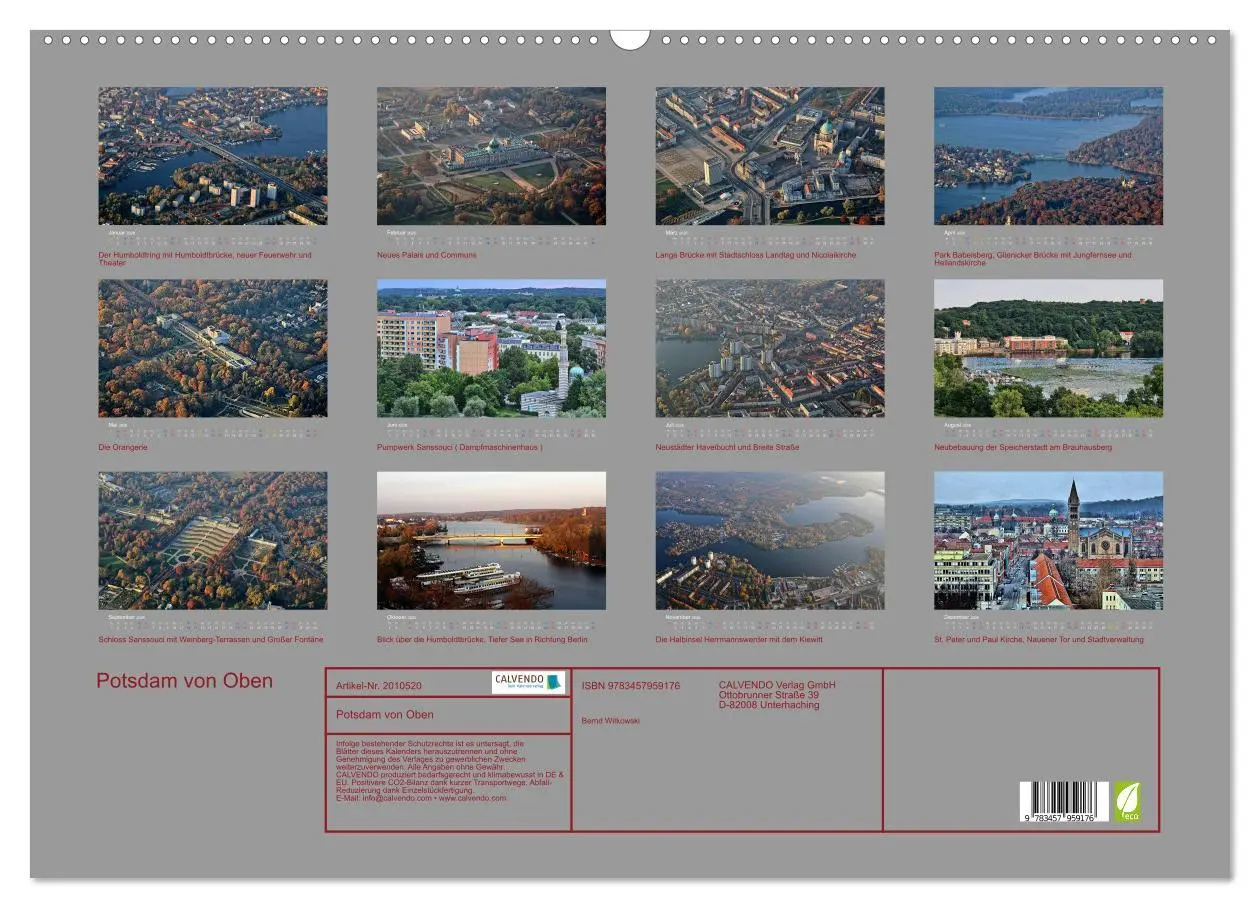 Bild: 9783457959176 | Potsdam von Oben (Wandkalender 2026 DIN A2 quer), CALVENDO...