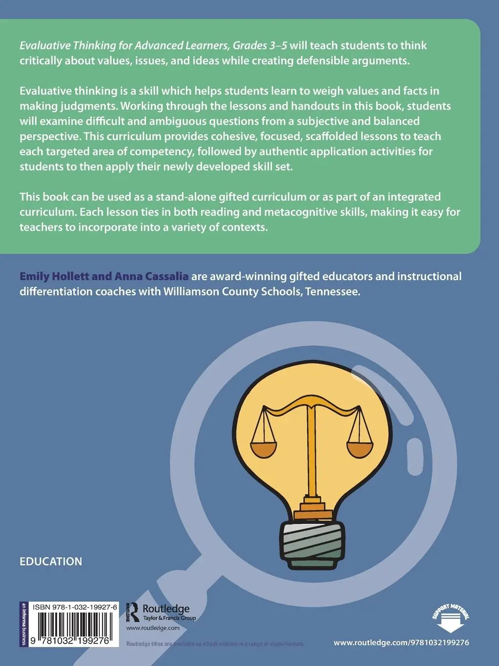 Rückseite: 9781032199276 | Evaluative Thinking for Advanced Learners, Grades 3-5 | Taschenbuch