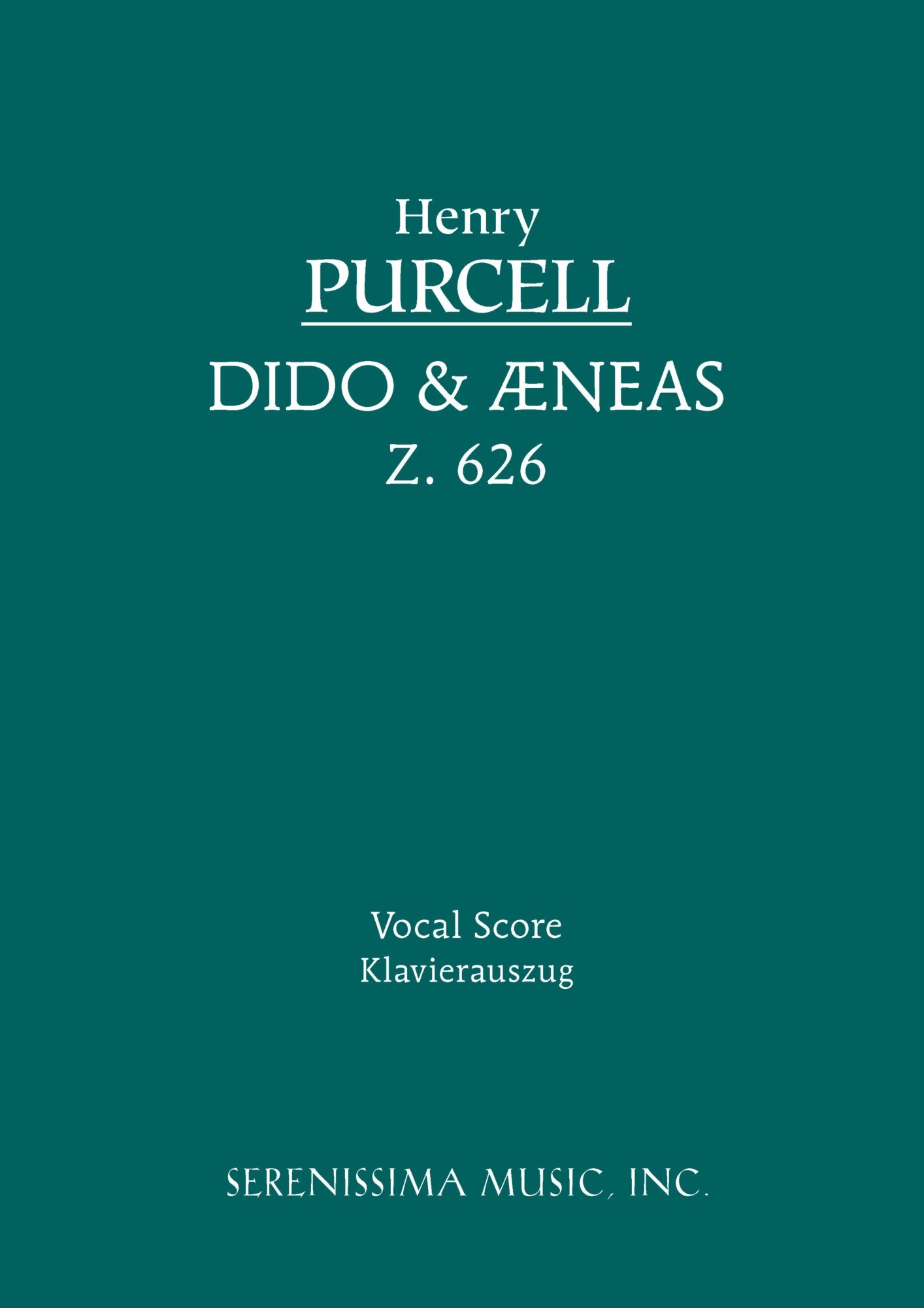 Cover: 9781932419276 | Dido and Aeneas, Z.626 | Vocal score | Henry Purcell | Taschenbuch
