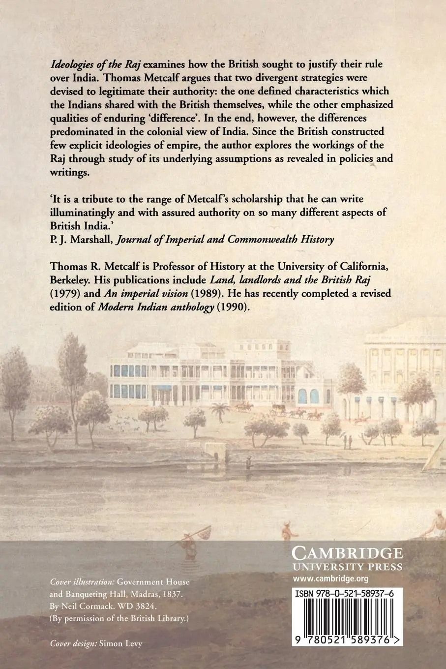 Rückseite: 9780521589376 | Ideologies of the Raj | Thomas R. Metcalf | Taschenbuch | Englisch